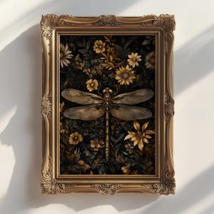 Dragonfly Wall Art, Moody Wall Art, Dragonfly Print, Dark Academia Wall Art, Aesthetic Wall Decor, Dark Cottagecore Art, Dragonfly Gifts