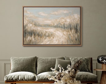 Abstract Framed Wall Art, Landscape Oil Painting Print, Large Abstract Landscape Canvas Art, Modern Chic Wall Decor