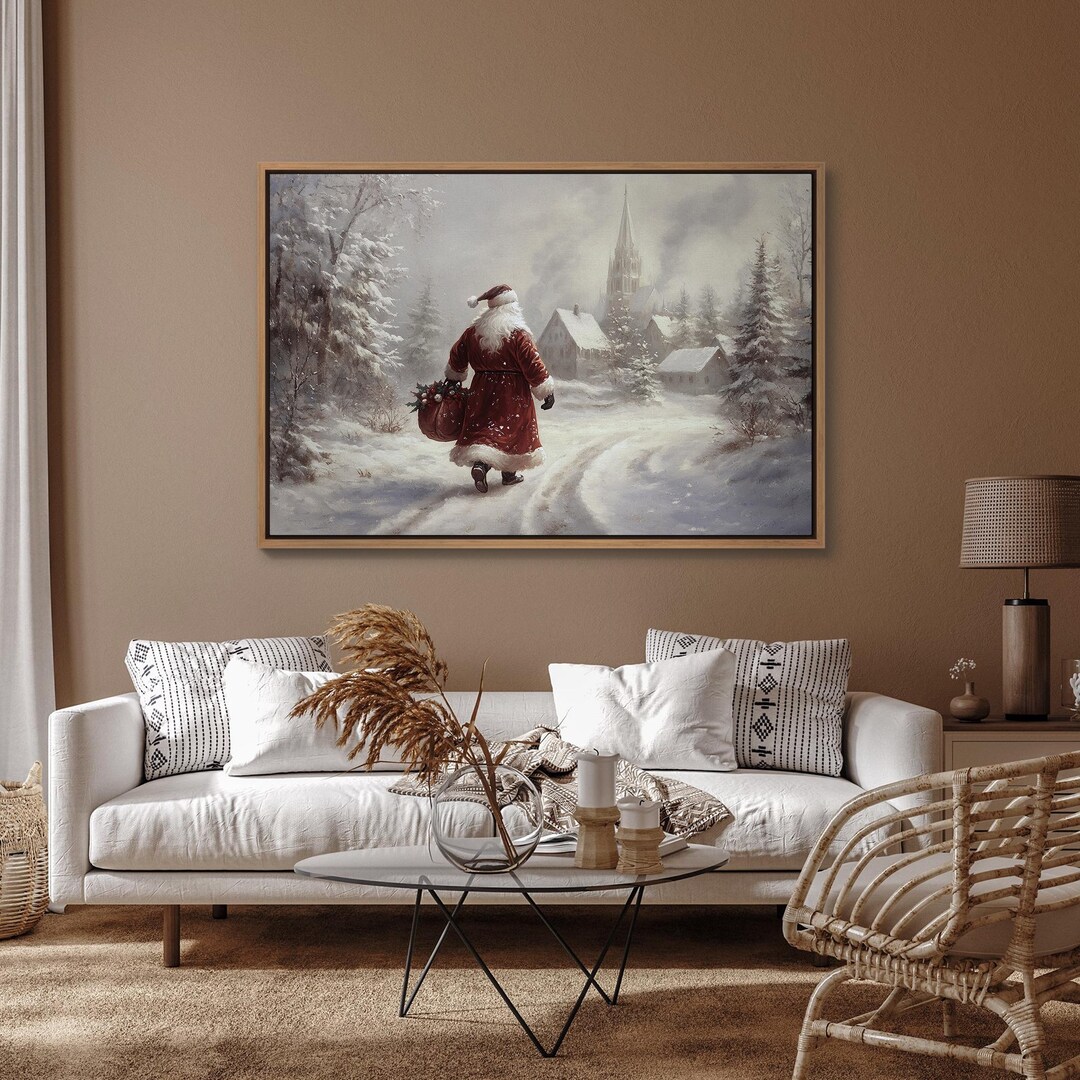 Vintage Santa Claus Canvas Print, Framed Christmas Wall Art - Etsy