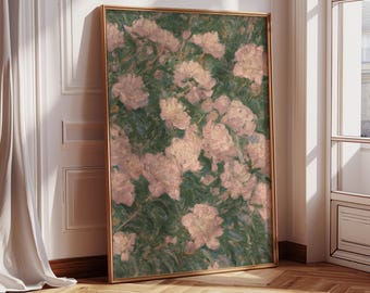 Pink Peony Framed Wall Art, Romantic Floral Oil Painting Print, Floral Decor, Botanical Wall Art, Flower Wall Art