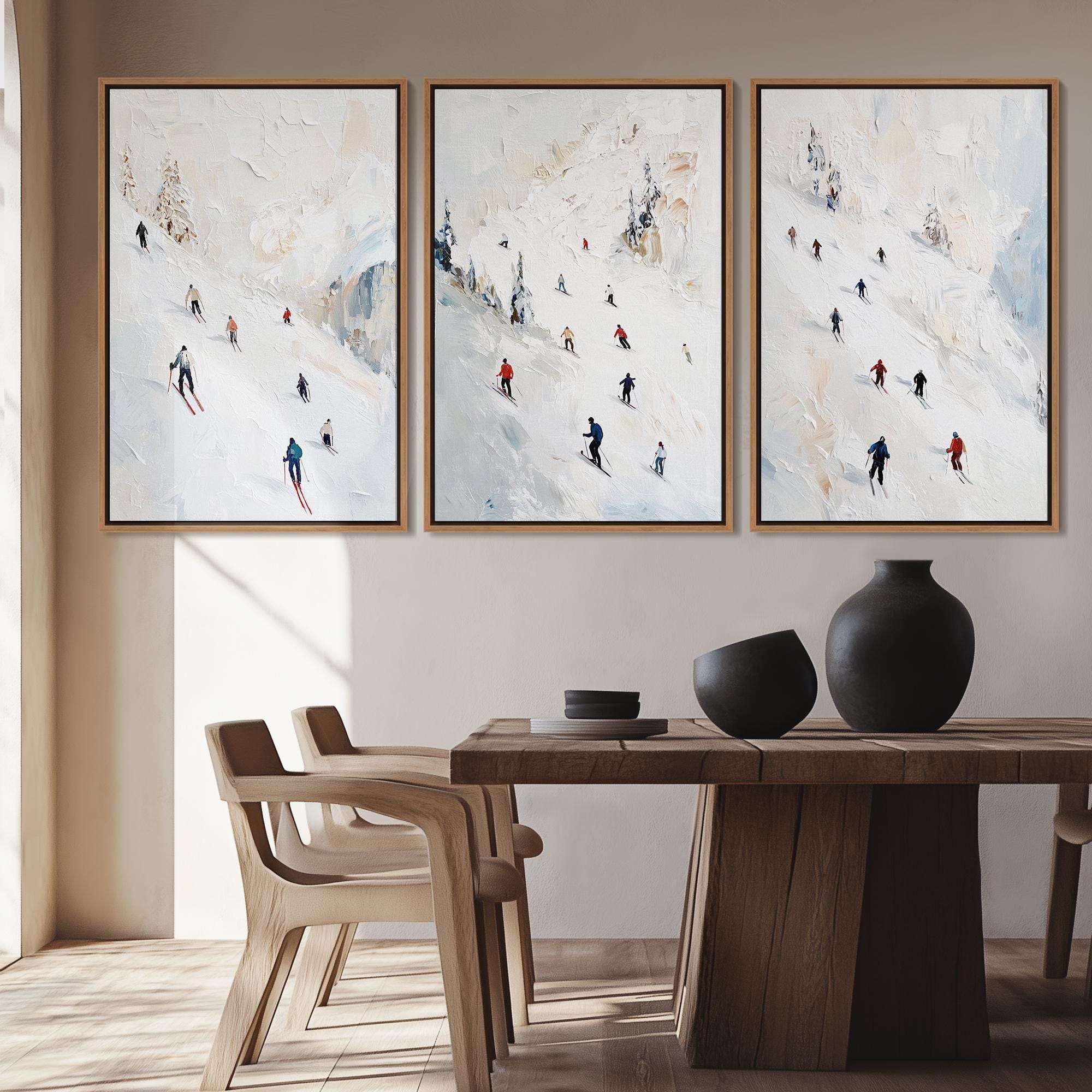 Ski Framed Wall Art Set of 3, Mini Skiers Wall Art Printed on Canvas ...