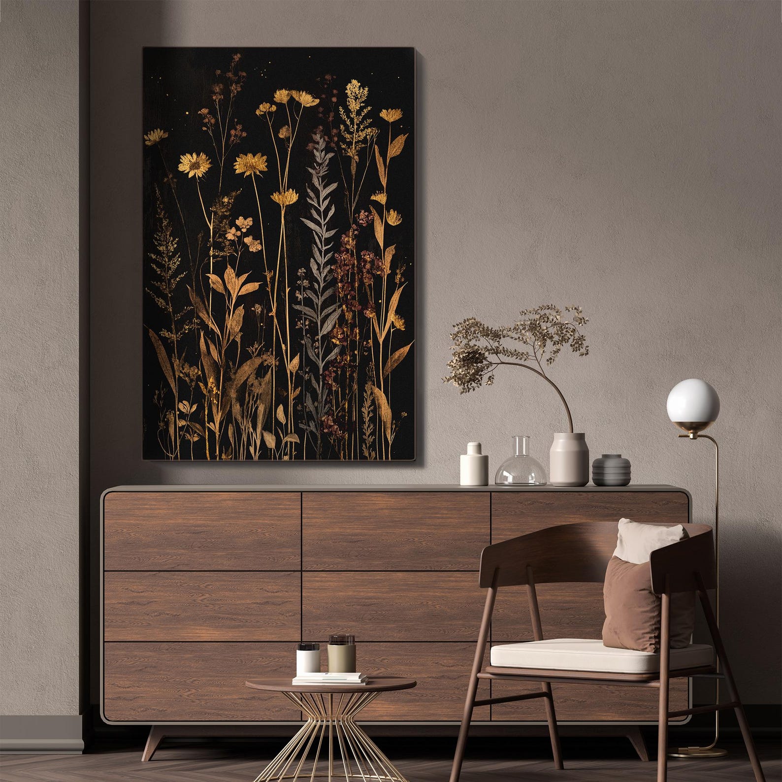 Moody Floral Canvas Print, Vintage Botanical Framed Wall Art - Etsy