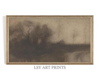 Frame TV Art Vintage Oil Painting, Rustic Landscape Frame TV Art, Neutral Country Farmhouse Cottagecore Wall Art Decor, Digital Download