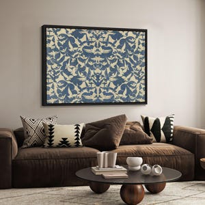 Vintage Bird Tapestry Wall Art, Framed Textile Animal Print, Large Canvas Wall Decor, Flying Birds Wall Hanging, Farmhouse Rustic Home Decor image 5