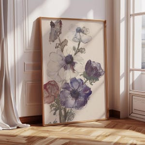 Wildflowers Framed Wall Art, Framed Vintage Floral Art Print, Botanical Canvas Art, Large Wildflowers Wall Art, Modern Farmhouse Wall Decor
