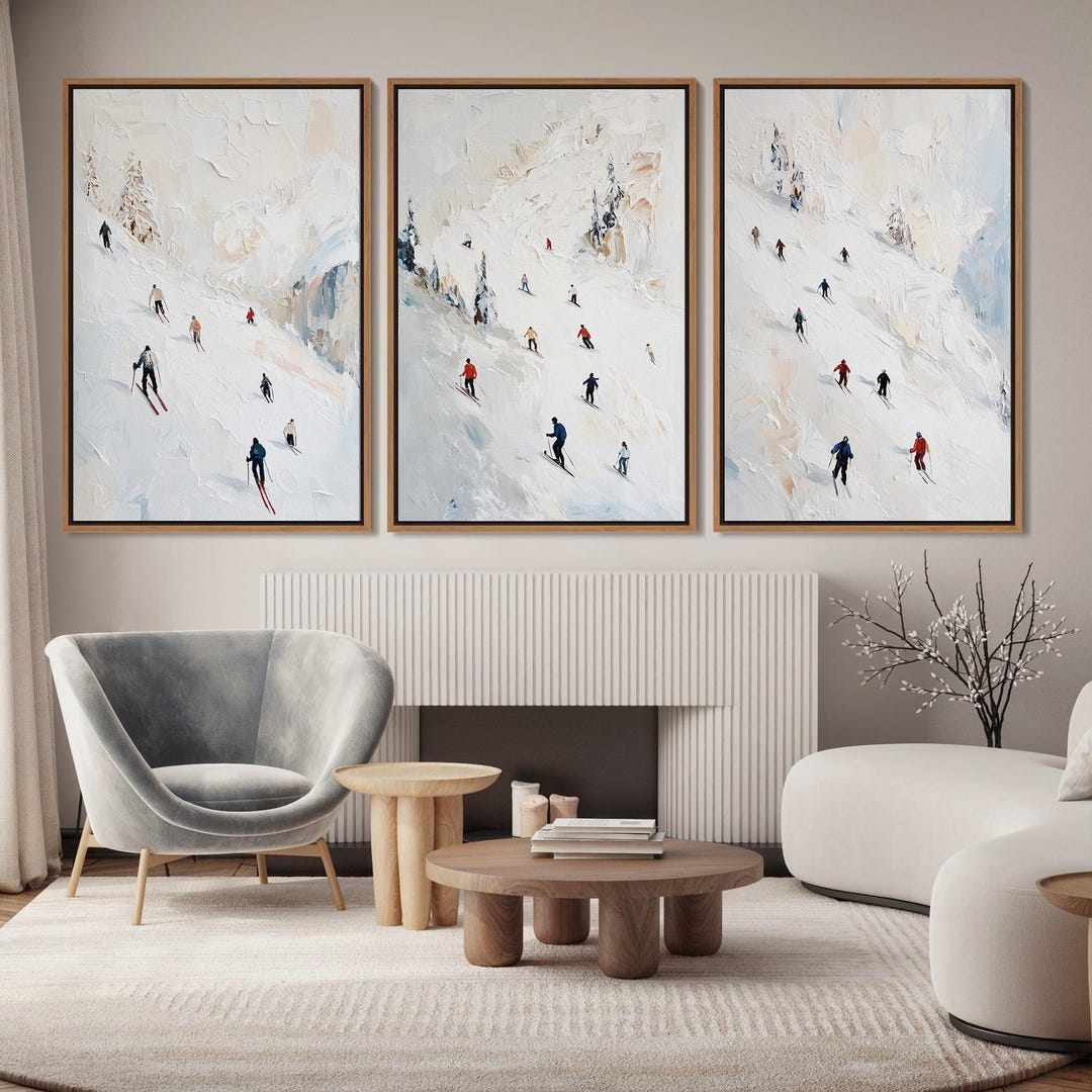 Ski Framed Wall Art Set of 3, Mini Skiers Wall Art Printed on Canvas ...