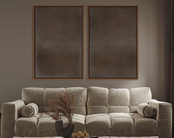 Abstract Framed Wall Art Set of 2, Wabi Sabi Wall Art, Abstract Large Canvas Wall Art Print, Earthy Brown Wall Art, Neutral Modern Decor