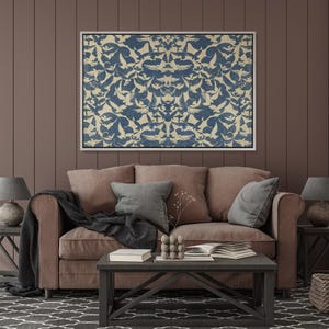 Vintage Bird Tapestry Wall Art, Framed Textile Animal Print, Large Canvas Wall Decor, Flying Birds Wall Hanging, Farmhouse Rustic Home Decor image 7