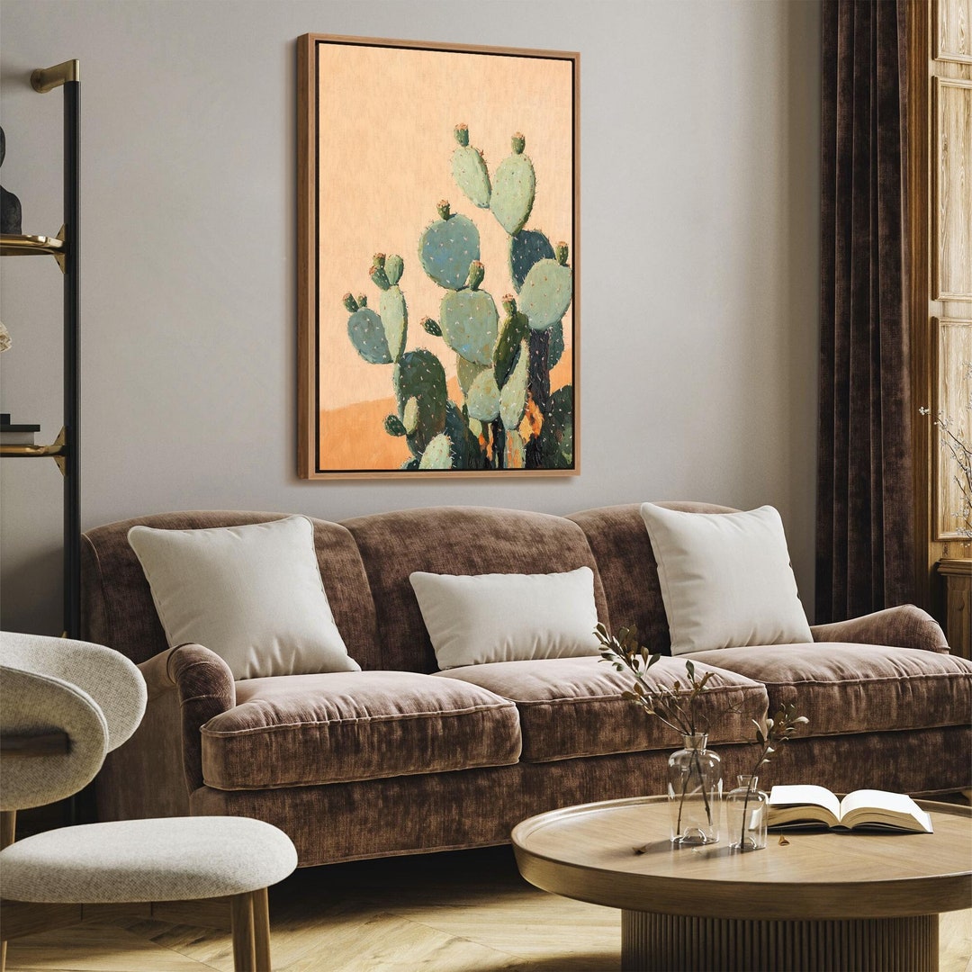 Vintage Prickly Pear Cactus Framed Wall Art, the Sonoran Desert Canvas ...
