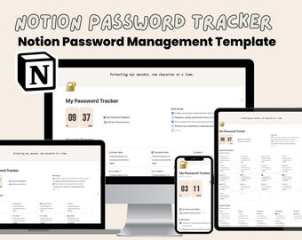 Notionパスワードトラッカーテンプレート｜安全なデジタルアカウントマネージャー、パスワードオーガナイザー（即時ダウンロード）