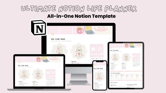 Notion Life Planner Template | Minimalist Pastel Dashboard (Digital Download)