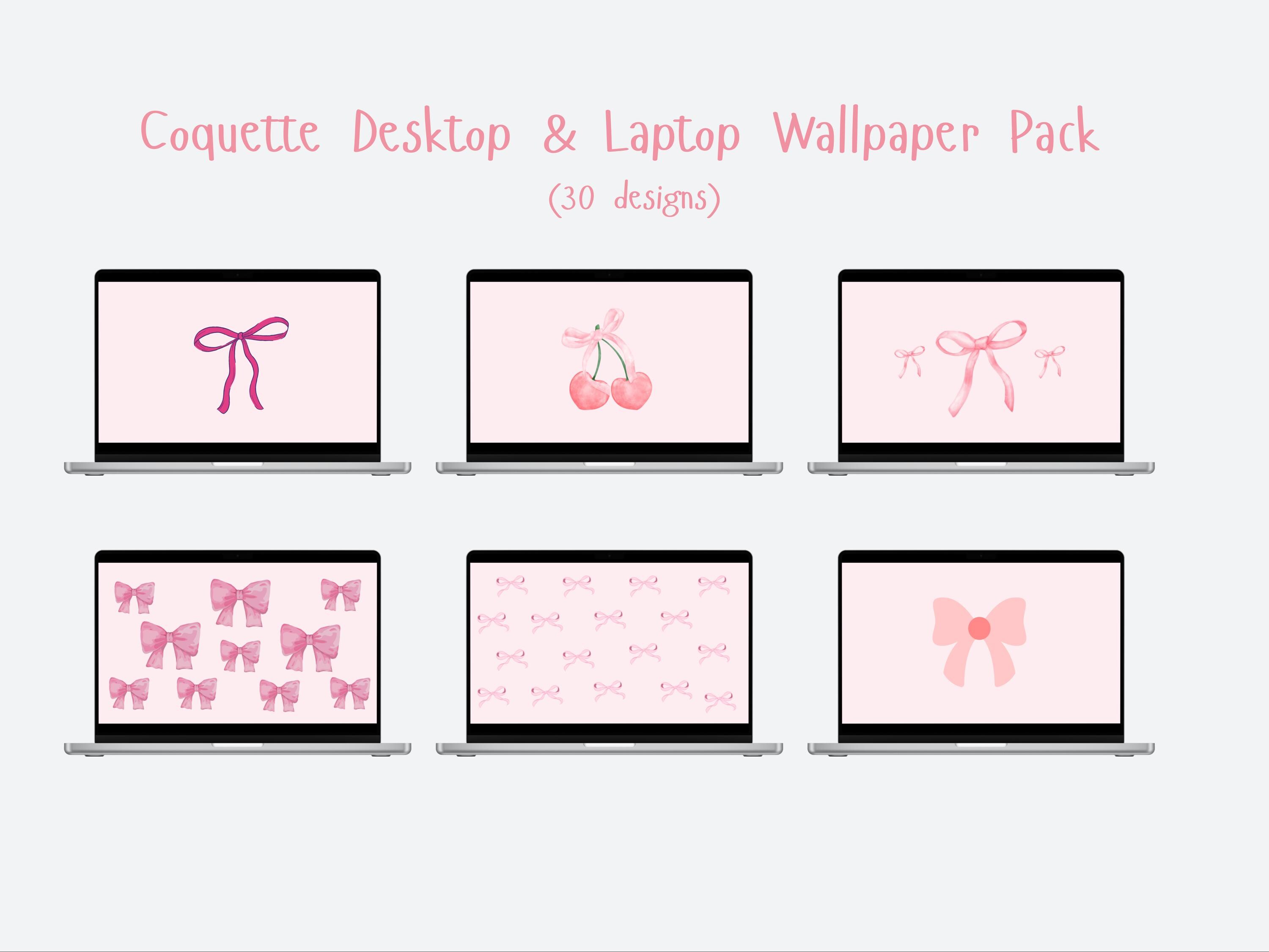 Coquette Pink Ribbon Desktop Wallpaper Bundle (digital Download) - Etsy