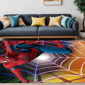 Magazine Cover,SpiderMan Rug,Spider Man Pattern Rug,Comic Rug,Amazing Rug,SuperHero Cartoon Character,Rugs For Living Room,kids room rug,web