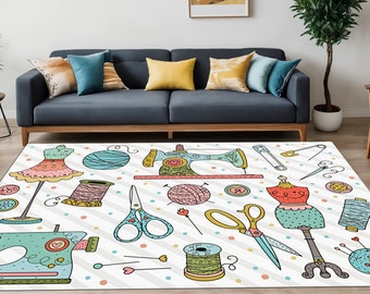 Teppich, Nähmaschinenteppich, Nähmaschinenteppich.Beliebter Teppich, Waschküche, Bunter Teppich, Bester Teppich, Bodenteppich, Geschenk für Zuhause, Geschenk für ihn