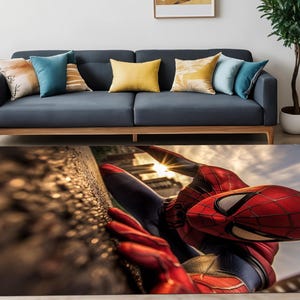 Spiderman Rug,Spider Man Pattern Rug,Amazing Rug,SuperHero,Cover Cartoon Character,Rugs For Living Room,Comic,Gift For Birthday,Venom Rug