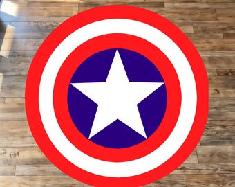 American Shield Round Rug: Washable, Non-Slip Area Rug, Captain America