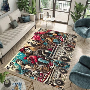 Hip Hop Legends Collage Rug: Music Room Decor