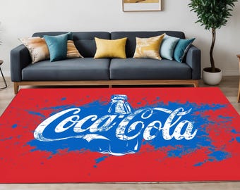 Alfombra de Coca Cola: Diseño de botella de Coca Cola roja, Decoración de sala de estar, Regalo de Coca Cola, Alfombra moderna, Alfombra de Coca Cola, Decoración vintage de Coca Cola, Retro