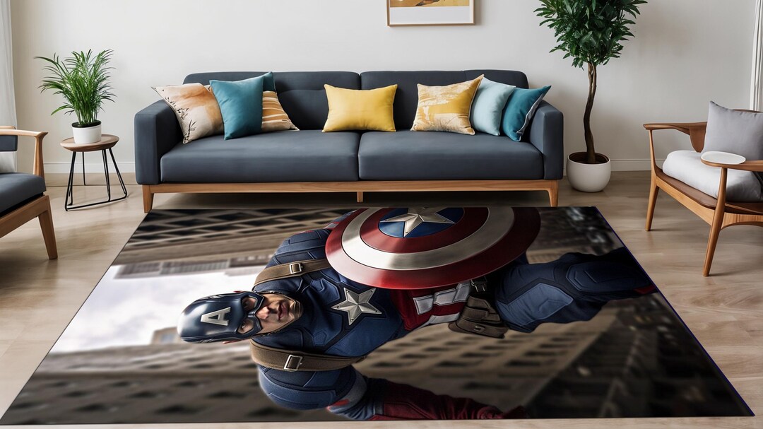 Captain America Rug: Superhero Movie Room Decor - Etsy
