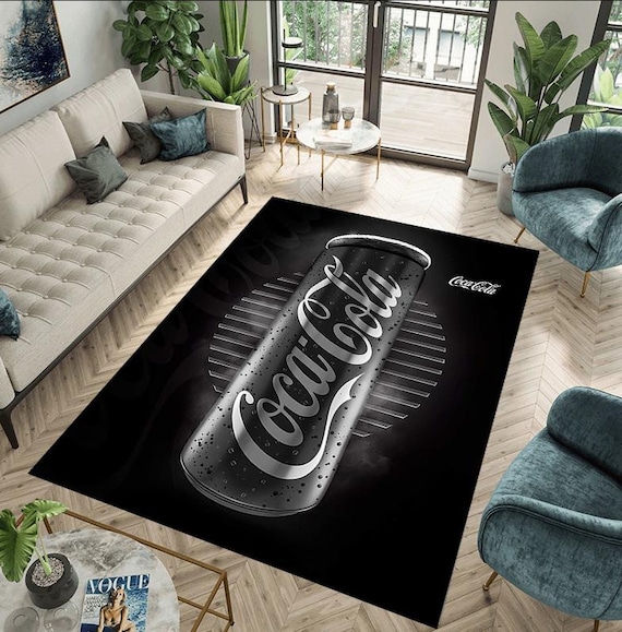 コカコーラ　コーラ　ボトル　ロゴ　ラグ　ソファーカバー 148×115 コカコーラ コーラ ボトル ロゴ ラグ ソファーカバー 148×115