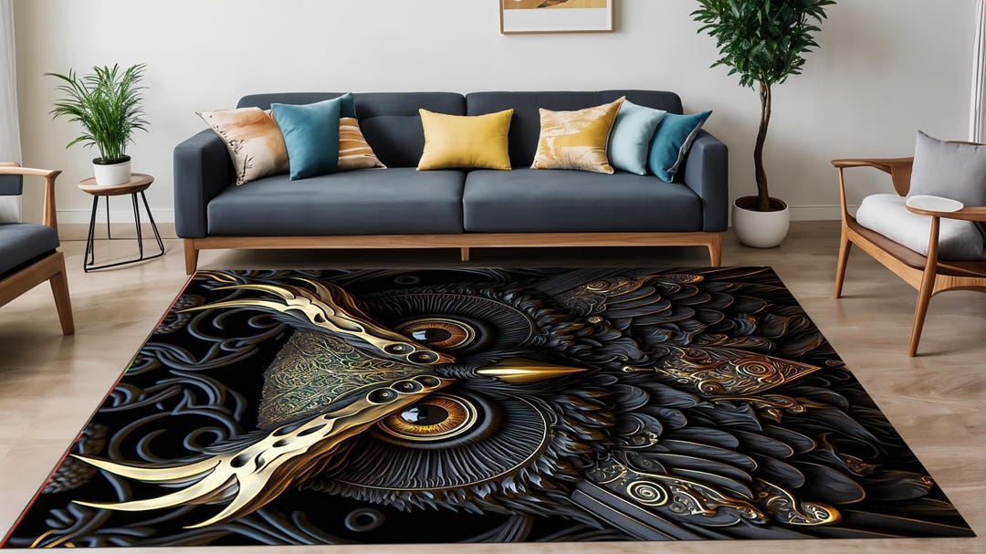 Geometric Owl Rug: Modern Living Room Decor - Etsy