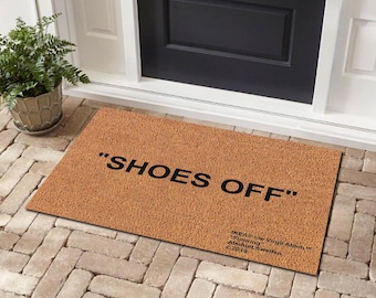 Shoes Off Welcome Mat, Please Remove Shoes Doormat, Entryway Rug, Housewarming Gift, Modern Door Mat, Custom Welcome Rug, Sneakers Room Mat