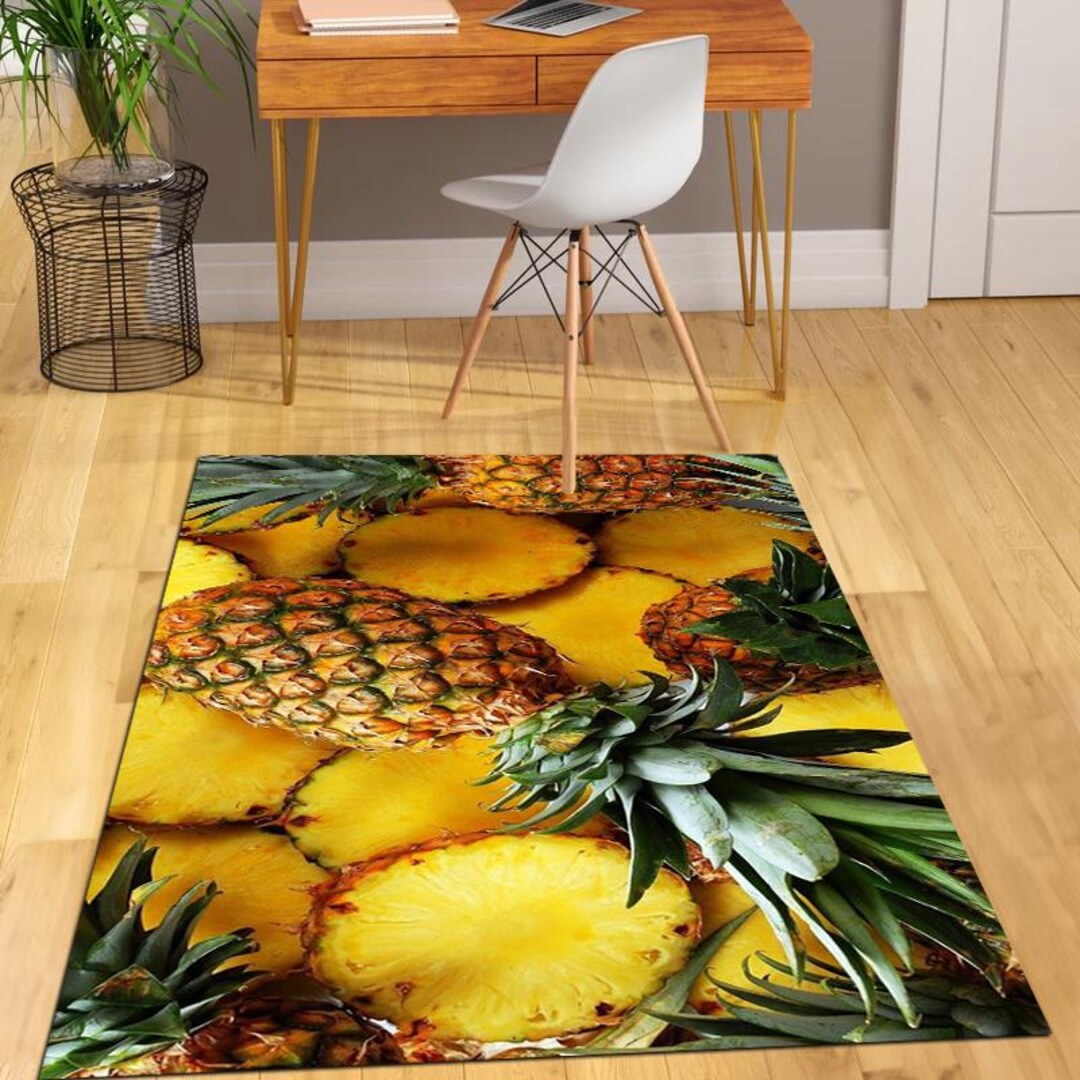 Pineapple Rug Wool Pineapple Pattern Rug: Yellow Fruit Kitchen Decor - Etsy