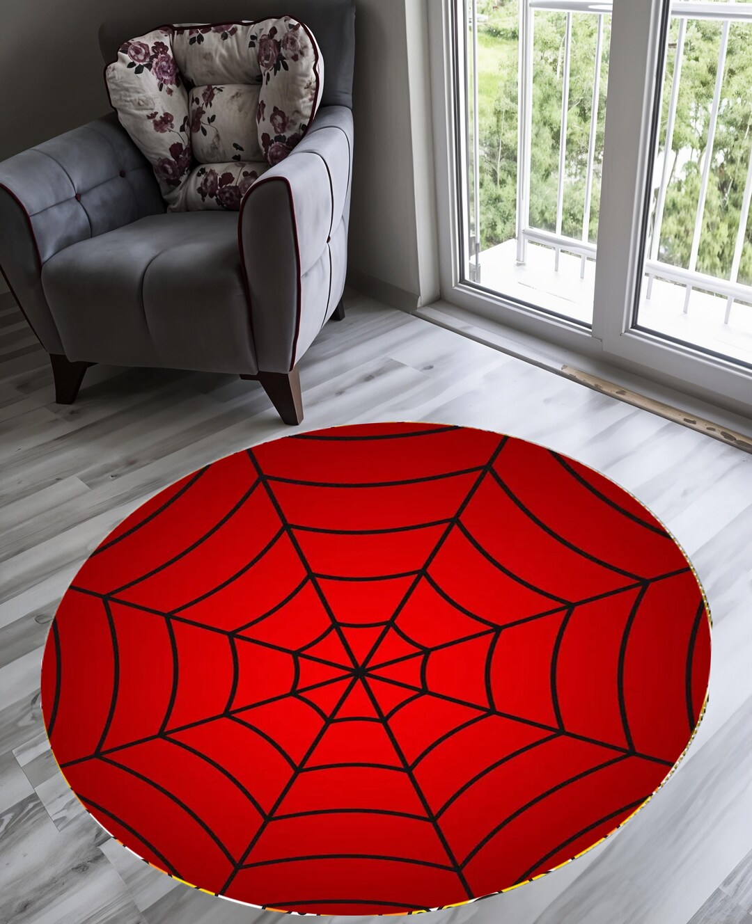 Spiderman Rug,spiderman Web,red Rug,round Rug,non-slip Rug,red Rug,rugs ...