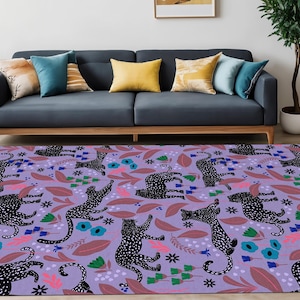 Leopard Pattern Rug,Leopar Rug,Purple Rug,Animal Rug,Outdoor Rug,Drawing Tiger Rug,Popular Rugs,Best Model Rugs,,Gift For Him,Gift For Home