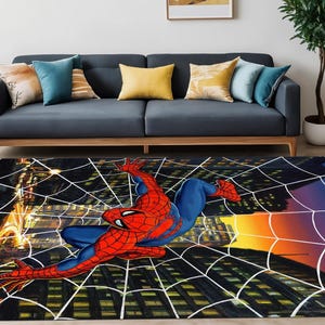 SpiderMan Web Rug,Spider Man Pattern Rug,Comic Rug,Amazing Rug,SuperHero Cartoon Character,Rugs For Living Room,Gift For Child