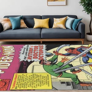 SpiderMan Rug,Spider Man Pattern Rug,Comic Rug,Amazing Rug,SuperHero,Cover Cartoon Character,Rugs For Living Room,kids room rug