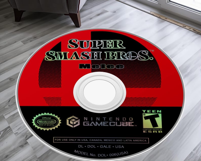 Super Smash Bros Rug: Game Room Round Floor Rug, CD Rug, Disc Carpet, Round Rug, Gamer Gift, NonSlip Rug image 1