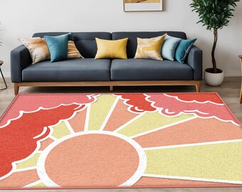 Sun Pattern Rug,Creative Rugs,Art Rug,Rugs For Living Room,Gift For Him,Your Name ,Personalized Eug,Colordul Rug,Drawing Rug,Custom Rug