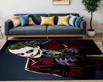 Joker Pattern Rug: Black Microfiber Living Room Decor