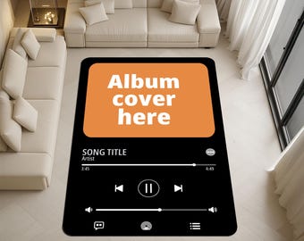 Personalized Music Rug: Custom Album Cover Art Rug,Style Rug, Personalized Music Player Rug, Custom Song Rug, Couple Gift Decor,Music Gift