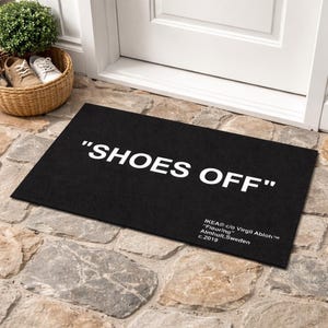 Shoes Off Welcome Mat, Modern Door Mat, Sneakerhead Decor,durable mat, personalized mats, washable mat, gift for home, Non-Slip Mats image 2