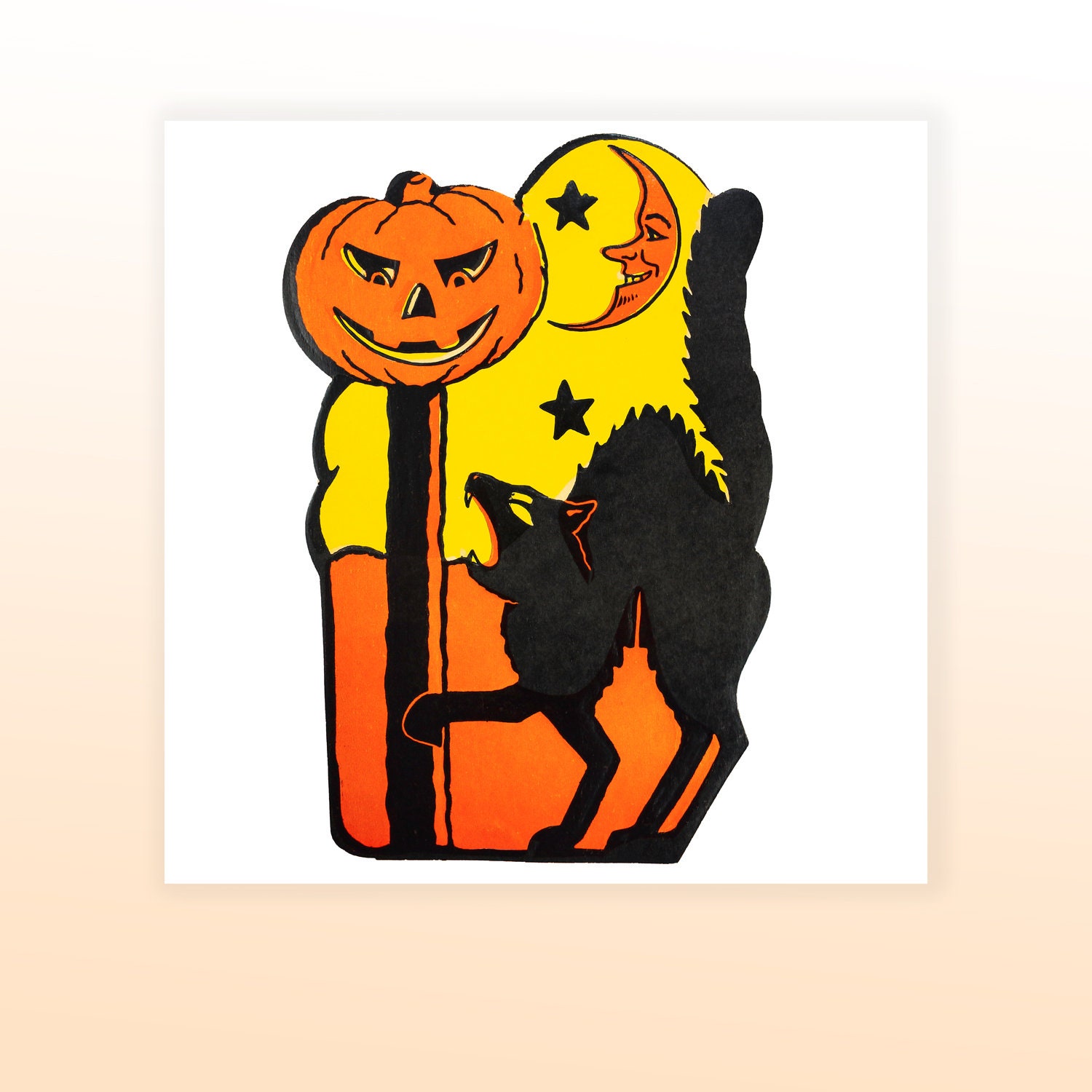 Printable Digital Download Vintage Halloween Black Cat W/ Jack - Etsy