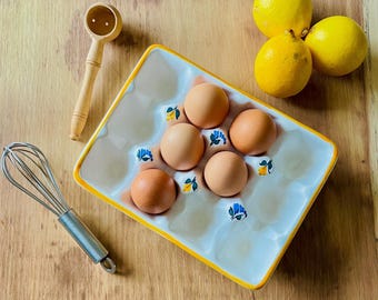 Traditional Norman ceramic egg box, authentic kitchen storage, handmade accessory