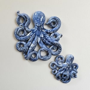 Wanddecoratie in de vorm van een octopus van keramiek, unieke bubbeldecoratie, maritieme kunst, wanddecoratie of decoratie om neer te zetten, handgemaakt, uniek en ambachtelijk stuk.