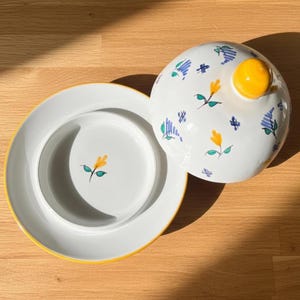 Burriera tradizionale normanna in ceramica, fatta a mano, rotonda con coperchio, accessorio da cucina fatto a mano, disponibile in diversi colori