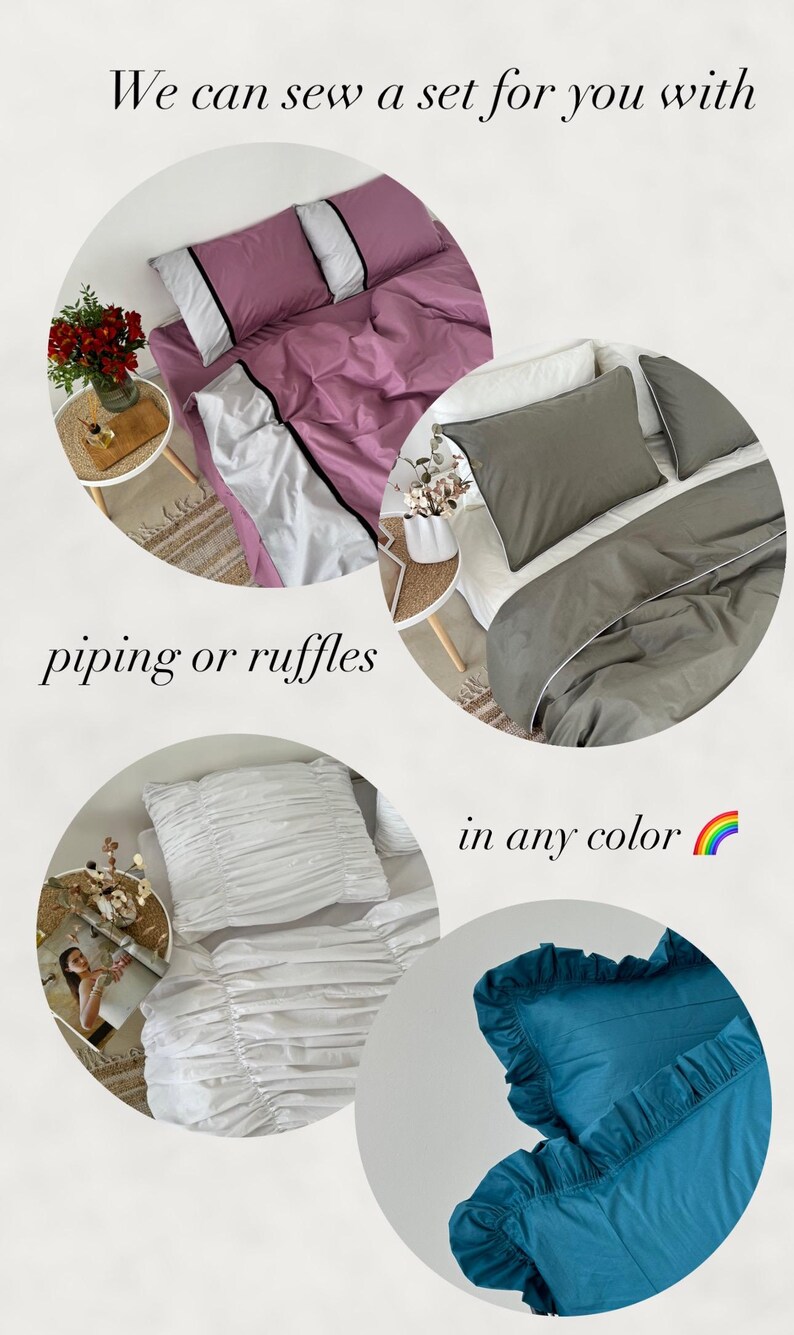 Luxury Ruffle Bedding 100 Cotton Set 4 Pcs Pillow Cases, Duvet Cover