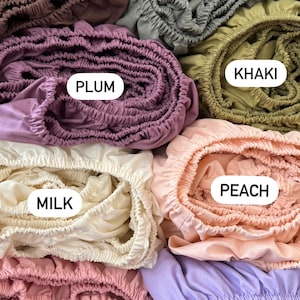 Sábana ajustable de color liso: sábana elástica para un sueño cómodo, sábana de algodón suave en varios colores.