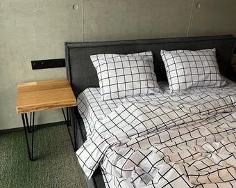 Plaid Cotton Bedding Set: Duvet Cover, Pillowcases, Sheet