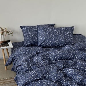 Flowers Bedding 100% Cotton Floral Bedding 4 pcs Set: 2 Pillowcase, Duvet Covers, Flat or Fitted Sheet. Custom Size. Gift for her