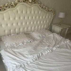 Ruffle Bedding White 100% Cotton Bedding Set 4 pcs Duvet Covers, Pillow Cases, Fitted Sheets. Custom Size