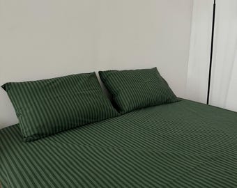 Set of 2 Striped Pillowcases 100% Cotton. Ruffled Pillowcases. Custom size