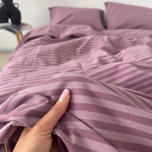 Powder Striped Cotton Duvet Cover: Custom Size Bedding
