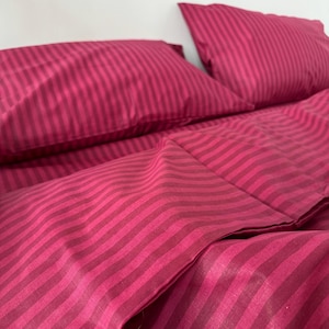 Red Striped Duvet Cover | Cotton Duvet Cover | Twin, Full, Queen, Double, King, Custom Size