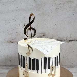 MINIOWELOVE | Décoration de gâteau ensemble NOTES DE MUSIQUE | ensemble de décoration de gâteau musical | notes acryliques dorées | billets d'or pour un gâteau | notes sur la décoration des gâteaux