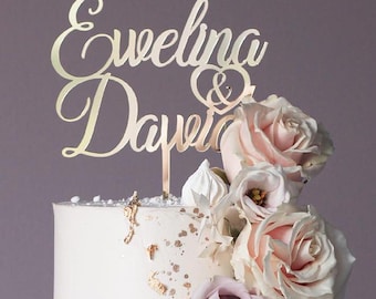 MINIOWELOVE | Cake topper WEDDING NAMES | Hochzeitsnamen | gold acrylic wedding names | Custom Gold Wedding Cake Topper